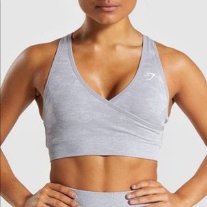 Gymshark Lilac Grey Camo Seamless Sports Bra